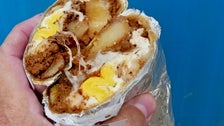 Red chorizo breakfast burrito at The Chori-Man