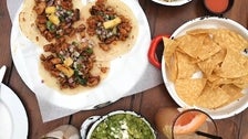 Tacos, elote and guac at Salazar