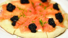 Smoked salmon pizza at Spago Beverly Hills