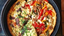 Half corn &amp; half chorizo pizza at Zelo Pizzeria