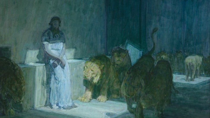 "Daniel in the Lions' Den" by Henry Ossawa Tanner at LACMA