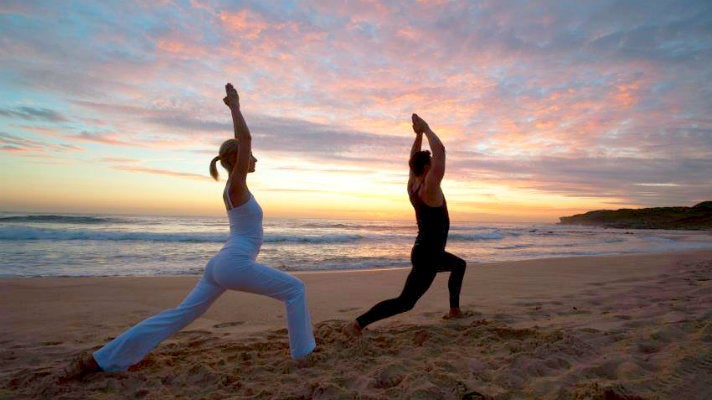 Yoga on the beach at Malibu Beach Inn