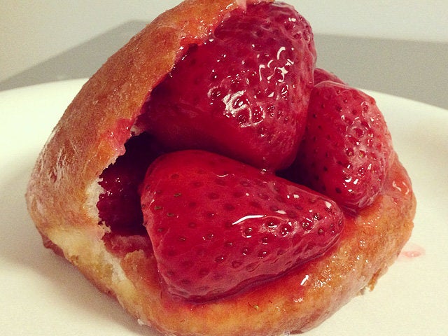 Strawberry stuffed donut at The Donut Man