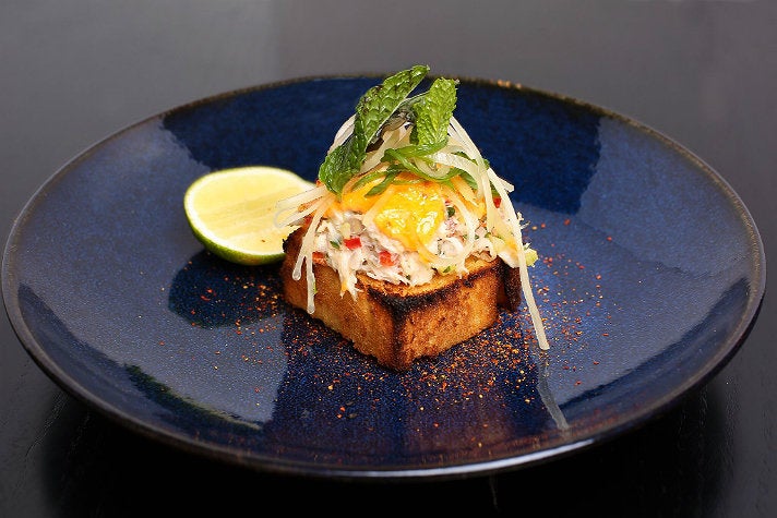 Dungeness crab toast at Boxwood on the Roof