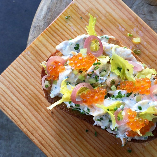 Smoked trout toast at Blacktop Coffee