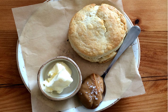 Biscuit with dulce de leche at Playa Provisions