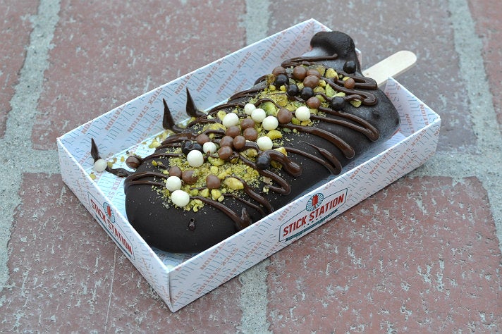 Chocolate strawberry popsicle at Stick Station