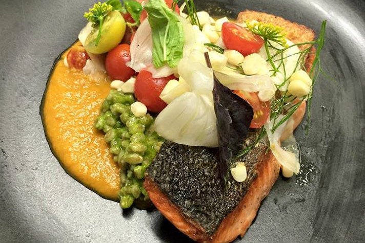 Wild King salmon with heirloom tomato and fennel at Strand House