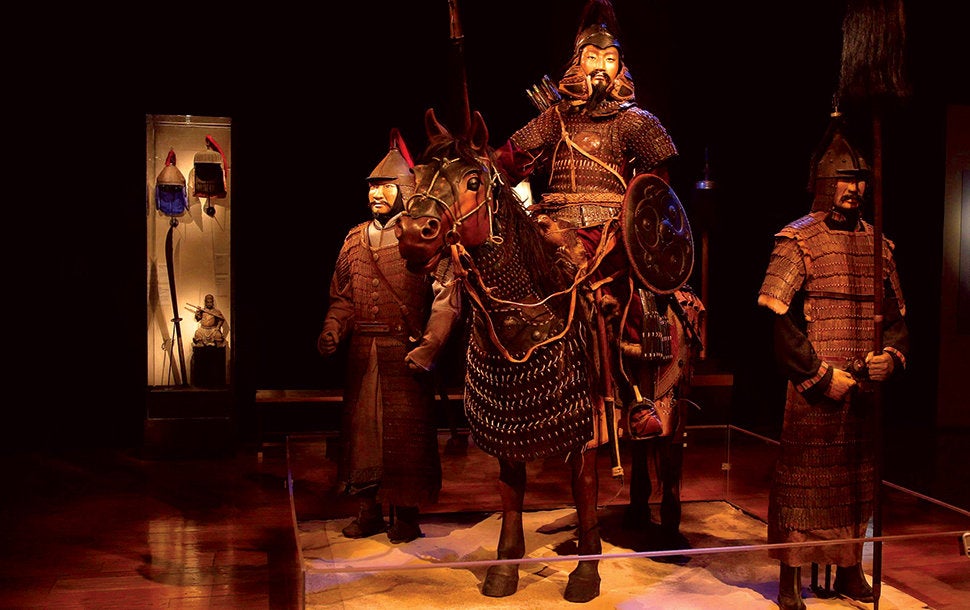 Mongolian armored warrior and horse from &quot;Genghis Khan&quot; at the Reagan Library