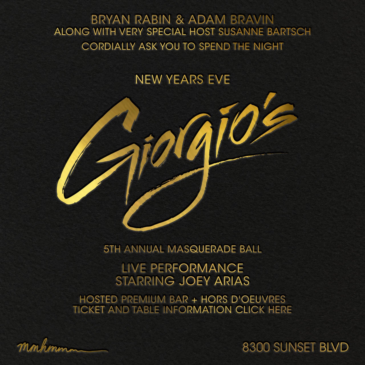 5th Annual Giorgio&#039;s NYE Masquerade Ball at The Standard, Hollywood